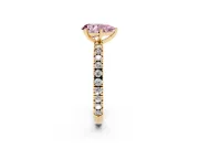 Pear-Shaped Pavé Solitaire Engagement Ring Setting for a Fancy Pink Lab-Grown Diamond | Yellow Gold