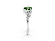 Heart-Shaped Scattered Accent Engagement Ring Setting for a Fancy Green Lab-Grown Diamond | Platinum