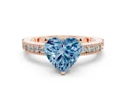 Heart-Shaped Vintage Pavé Engagement Ring Setting for a Fancy Blue Lab-Grown Diamond | Rose Gold