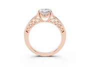 Princess Cut Floral Pavé Engagement Ring Setting | Petal Accents | Rose Gold