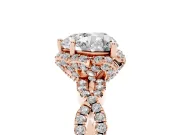 Heart-Shaped Milgrain Halo Engagement Ring Setting | Graduated Shoulders | Rose Gold