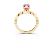 Cushion Cut Vintage Engagement Ring Setting for a Fancy Pink Lab-Grown Diamond | Yellow Gold