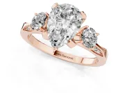 Pear-Shaped Hidden Halo Three Stone Engagement Ring Setting | Pave Gallery | Rose Gold
