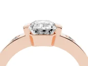Emerald Cut Tension Style Engagement Ring Setting | Flush Set Accents | Rose Gold