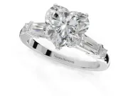 Heart-Shaped Tapered Baguette Engagement Ring Setting | Bar Set Sides | Sterling Silver
