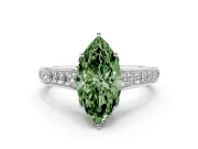 Marquise Graduated Pavé Engagement Ring Setting for a Fancy Green Lab-Grown Diamond | Platinum