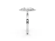 Marquise Cut Diamond Halo Solitaire Ring Set in Silver with Pavé Band and Prong Setting