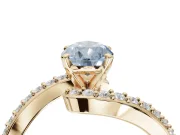 Pear-Shaped Bypass Pavé Engagement Ring Setting for a Fancy Blue Lab-Grown Diamond | Yellow Gold