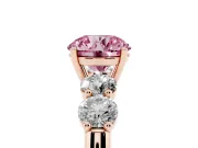 Round Five Stone Engagement Ring Setting for a Fancy Pink Lab-Grown Diamond | Plain Band | Rose Gold