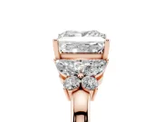 Princess Cut Diamond Solitaire Floral Ring Set in Rose gold with Marquise Petals and Prong Setting