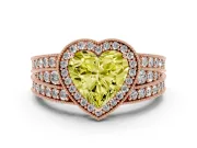 Heart-Shaped Milgrain Halo Engagement Ring Setting for a Fancy Yellow Lab-Grown Diamond | Split Shank | Rose Gold