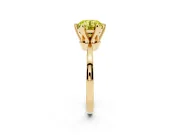 Fancy Yellow Round Cut Diamond Solitaire Engagement Ring Set in Yellow gold with Slim Tapered Solitaire Band