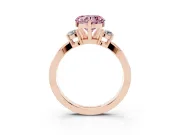 Heart-Shaped Three-Stone Pavé Twist Engagement Ring Setting for a Fancy Pink Lab-Grown Diamond | Split Shank | Rose Gold