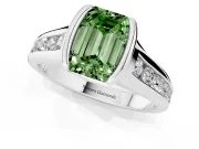Emerald Cut Half Bezel Engagement Ring Setting for a Fancy Green Lab-Grown Diamond | Platinum