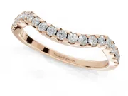 Round Lab-Grown Diamond Pavé Curved Wedding Band | Micro Prong Set | Rose Gold