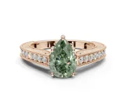 Pear-Shaped Vintage Engagement Ring Setting for a Fancy Green Lab-Grown Diamond | Rose Gold - Design NV-24644