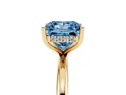 Princess Cut Hidden Halo Engagement Ring Setting for a Fancy Blue Lab-Grown Diamond | Plain Band | Yellow Gold