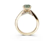 Round Pavé Solitaire Engagement Ring Setting for a Fancy Green Lab-Grown Diamond | Crossover Gallery | Yellow Gold