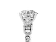 Round Three Stone Pavé Engagement Ring Setting | Round Side Stones | Sterling Silver