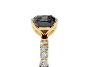 Cushion Cut Pavé Solitaire Engagement Ring Setting for a Black Center | Slim Band | Yellow Gold
