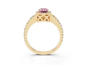Radiant Cut Pave Halo Engagement Ring Setting for a Fancy Pink Lab-Grown Diamond | Yellow Gold