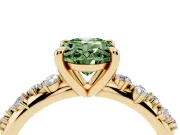 Oval Graduated Accent Engagement Ring Setting for a Fancy Green Lab-Grown Diamond | Yellow Gold