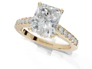Radiant Cut Pavé Solitaire Engagement Ring Setting | Crossover Gallery | Yellow Gold