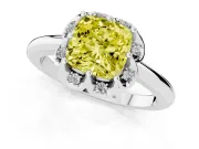 Cushion Cut Petal Halo Engagement Ring Setting for a Fancy Yellow Lab-Grown Diamond | Sterling Silver