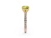 Princess Cut Pave Engagement Ring Setting for a Fancy Yellow Lab-Grown Diamond | Shared Prong Band | Rose Gold