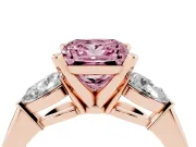 Princess Cut 3-Stone Engagement Ring Setting for a Fancy Pink Lab-Grown Diamond | Rose Gold