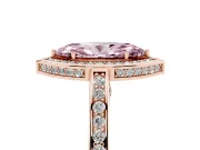 Fancy Pink Marquise Cut Diamond Halo Pavé Split Shank Ring Set in Rose gold with Prong Setting