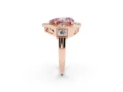 Fancy Pink Pear Cut Diamond Milgrain Halo Ring Set in Rose gold with Split Shank
