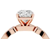Cushion Cut Vintage Milgrain Solitaire Engagement Ring Setting | Bezel Accents | Rose Gold