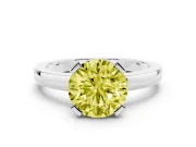 Round Solitaire Engagement Ring Setting for a Fancy Yellow Lab-Grown Diamond | Flat Tab Prongs | Sterling Silver