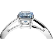 Emerald Cut Cathedral Solitaire Engagement Ring Setting for a Fancy Blue Lab-Grown Diamond | Open Shoulders | Platinum