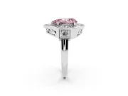 Fancy Pink Pear Cut Diamond Milgrain Halo Ring Set in White gold with Split Shank