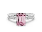 Emerald Cut Engraved Solitaire Engagement Ring Setting for a Fancy Pink Lab-Grown Diamond | Platinum