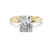 Radiant Cut Diamond Solitaire Engagement Ring Set in Yellow gold with Prong Setting and Polished Band