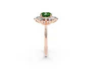 Cushion Cut Cluster Halo Engagement Ring Setting for a Fancy Green Lab-Grown Diamond | Rose Gold
