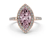 Marquise Pave Halo Engagement Ring Setting for a Fancy Pink Lab-Grown Diamond | Pave Band | Rose Gold