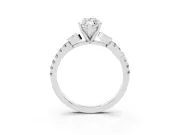 Marquise Cut Diamond Solitaire Leaf-Inspired Ring Set in Silver with Pavé Band and Prong Setting