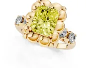 Radiant Cut Floral Engagement Ring Setting for a Fancy Yellow Lab-Grown Diamond | Petal Frame | Yellow Gold