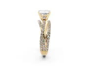 Princess Cut Twisted Pavé Solitaire Engagement Ring Setting | Three-Strand Band | Yellow Gold