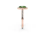 Oval Halo Engagement Ring Setting for a Fancy Green Lab-Grown Diamond | Single Row Pavé Band | Rose Gold