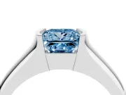 Princess Cut Half Bezel Engagement Ring Setting for a Fancy Blue Lab-Grown Diamond | Wide Band | Sterling Silver