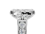 Radiant Cut Halo Side Cluster Engagement Ring Setting | Graduated Channel Band | White Gold