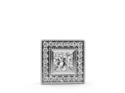 Princess Cut Lab-Grown Diamond Bezel Halo Pendant Necklace | Milgrain Edges | White Gold