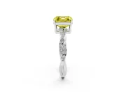 Fancy Yellow Asscher Cut Diamond Solitaire Twisted Pavé Ring Set in Silver with Prong Setting