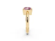 Princess Cut Halo Engagement Ring Setting for a Fancy Pink Lab-Grown Diamond | Plain Tapered Band | Yellow Gold