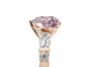 Heart-Shaped Tapered Baguette Engagement Ring Setting for a Fancy Pink Lab-Grown Diamond | Rose Gold